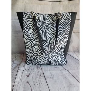 Zebra Print Tote Bag Purse Black White Shoulder Handbag Large Carryall Unbranded